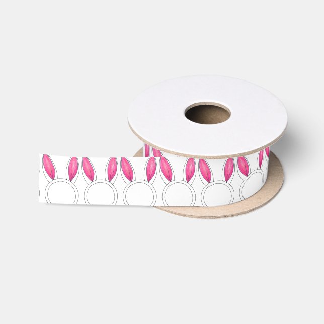 Happy Oaster Pink Bunny Rabbit Oars Baby Dusche Satinband (Spule)