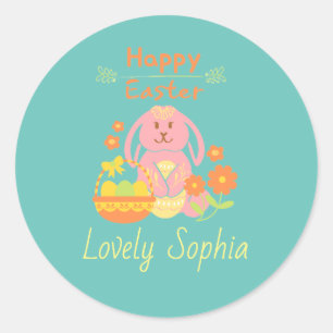 Happy Oaster Pink Klassischer Rundsticker Runder Aufkleber