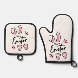 Happy Oaster (pink) Ofenhandschuh & Topflappen-Set