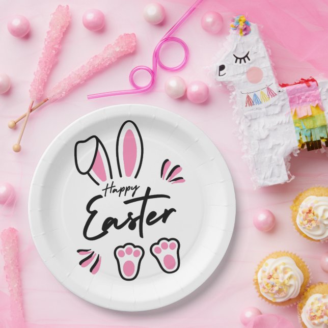 Happy Oaster (pink) Pappteller (Party)