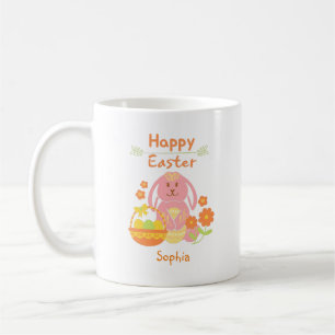 Happy Oaster Pink Rabbit und Blume Kaffeetasse
