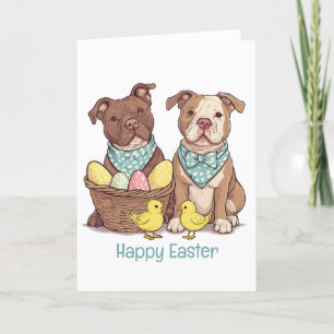Happy Oaster Pit Bull Hunde Feiertagskarte