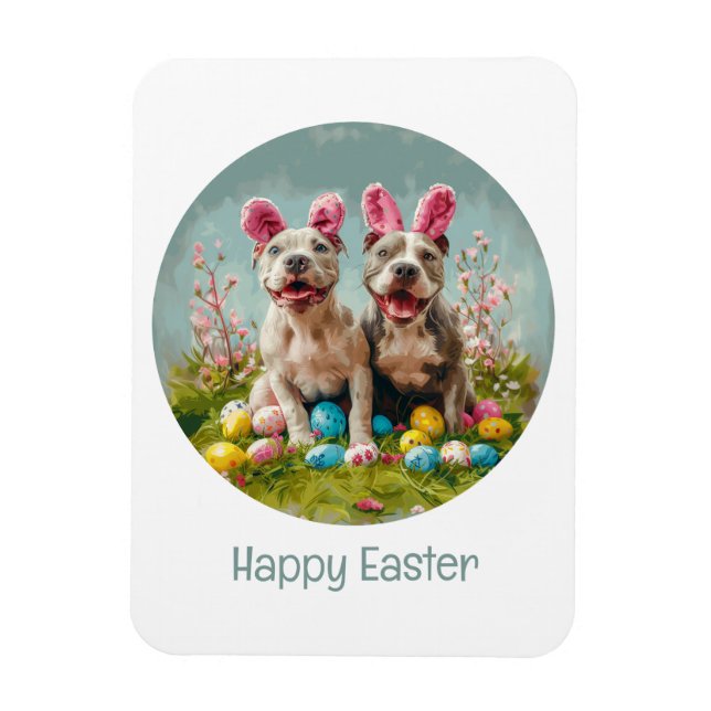 Happy Oaster Pit Bull Hunde Magnet (Vertikal)