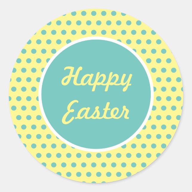 Happy Oaster Polka Dot Round Stickers (Pastel) (Vorderseite)