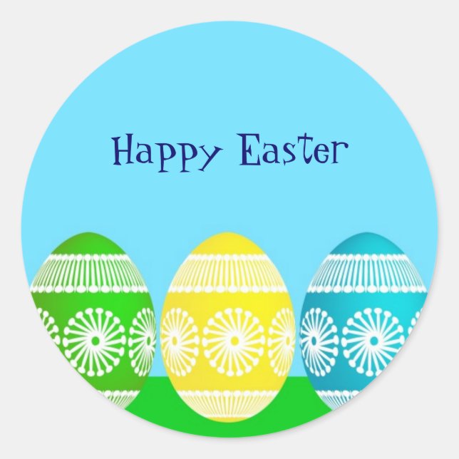 Happy Oaster Powder niedliche Eierdesign Runder Aufkleber (Vorderseite)