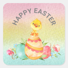 Happy Oaster Quadratischer Aufkleber