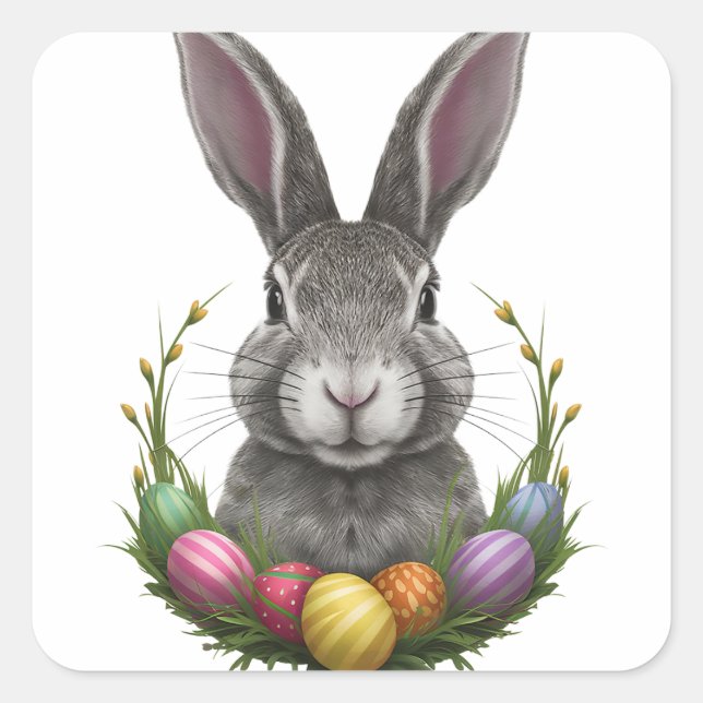 Happy Oaster Quadratischer Aufkleber (Vorderseite)