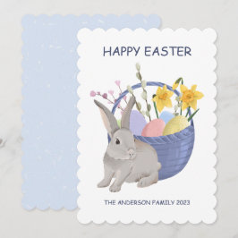 Happy Oaster Rabbit Flat Holiday Card Feiertagskarte