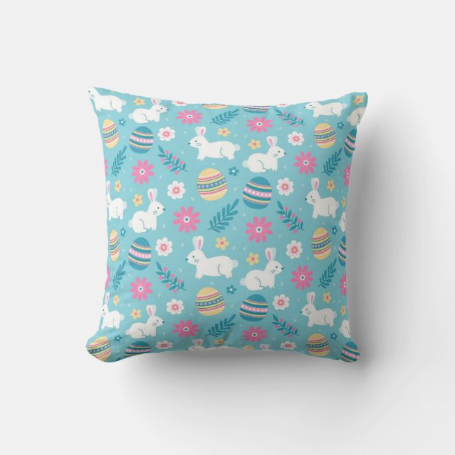Happy Oaster Rabbit Floral Kissen (Vorderseite)