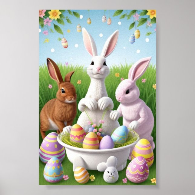 Happy Oaster Rabbits Poster (Vorne)