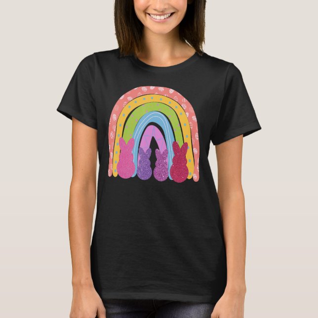 Happy Oaster Rainbow Outfit Niedlich Ostern Bunny  T-Shirt (Vorderseite)