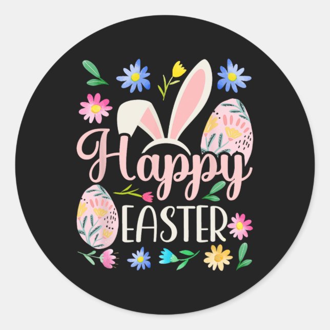 Happy Oaster Redewendungen Egg Bunny Runder Aufkleber (Vorderseite)