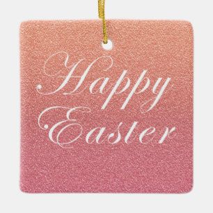 Happy Oaster Rose Gold Pink Sparkle Glitzer Style Keramikornament