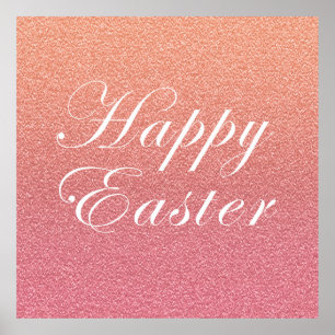 Happy Oaster Rose Gold Pink Sparkle Glitzer Style Poster