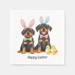 Happy Oaster Rottweiler Hunde Bunny Ears Serviette