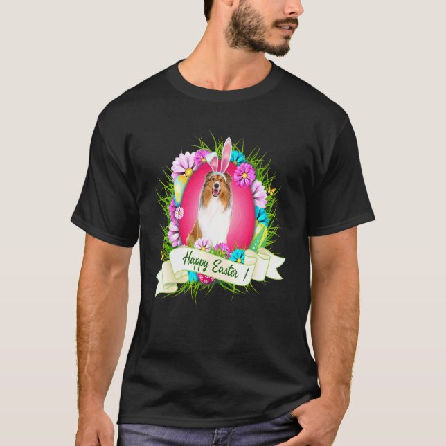 Happy Oaster Rough Collie Tragen Bunny Ear Eggs C T-Shirt (Vorderseite)