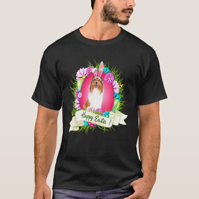 Happy Oaster Rough Collie Tragen Bunny Ear Eggs C T-Shirt (Vorderseite)