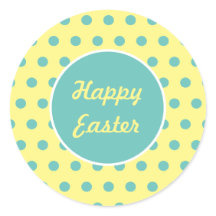 Happy Oaster Round Stickers (Pastellgelb & Aqua)