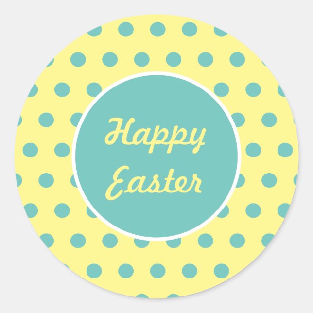 Happy Oaster Round Stickers (Pastellgelb & Aqua) (Vorderseite)