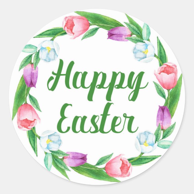 Happy Oaster Runder Aufkleber (Vorderseite)
