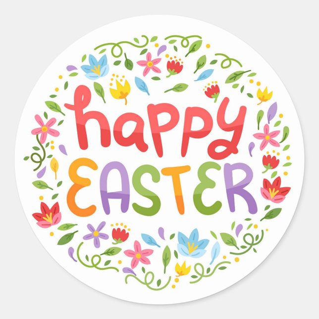 Happy Oaster Runder Aufkleber (Happy Easter Holiday Stickers!)