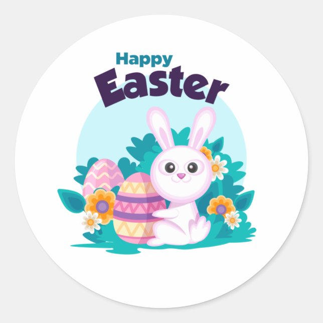 Happy Oaster Runder Aufkleber (Vorderseite)