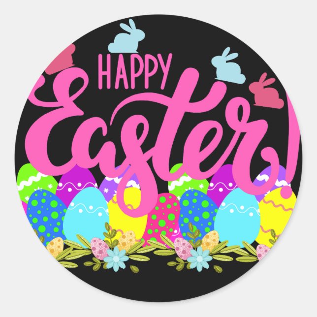 Happy Oaster Runder Aufkleber (Vorderseite)