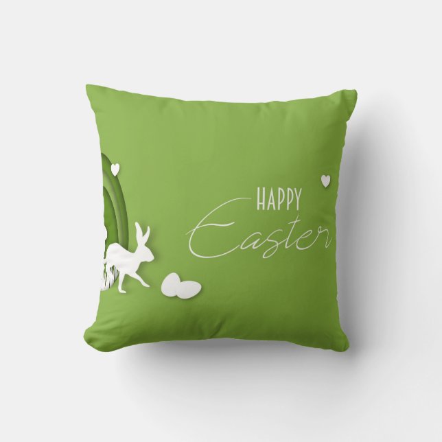 Happy Oaster schönes grünes Kissen (Vorderseite)