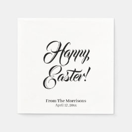 Happy Oaster Schwarz-weißes, benutzerdefiniertes S Serviette