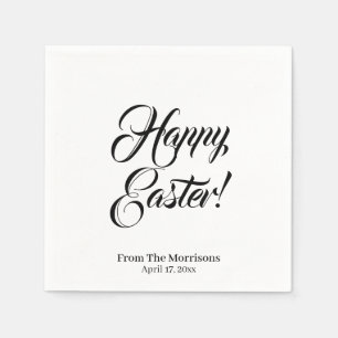 Happy Oaster Schwarz-weißes, benutzerdefiniertes S Serviette