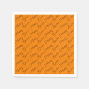 Happy Oaster Script Brown auf Orange Paper Napkin Serviette