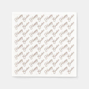 Happy Oaster Script Brown auf White Paper Napkin Serviette