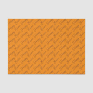 Happy Oaster Script Brown on Orange Tissue Seidenpapier