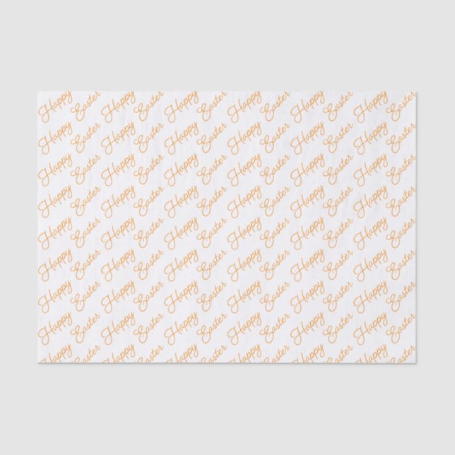 Happy Oaster Script Orange on White Tissue Paper Seidenpapier (Vorderseite)