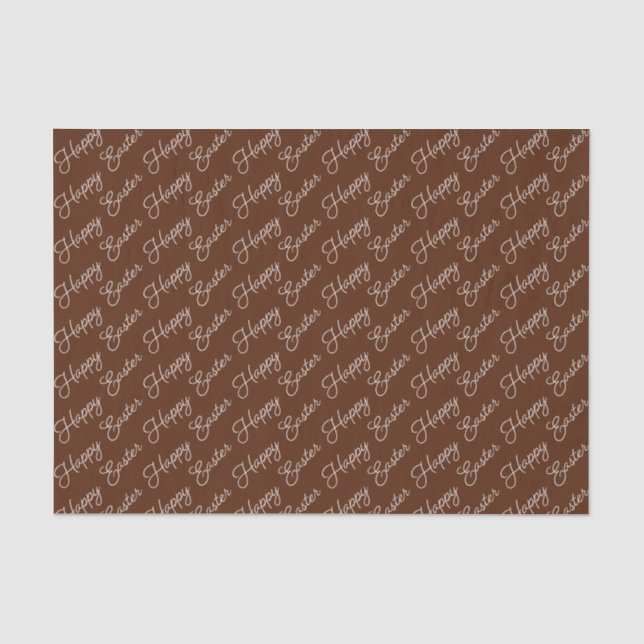 Happy Oaster Script White on Brown Tissue Paper Seidenpapier (Vorderseite)