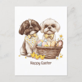 Happy Oaster Shih Tzu Hogs Feiertagspostkarte