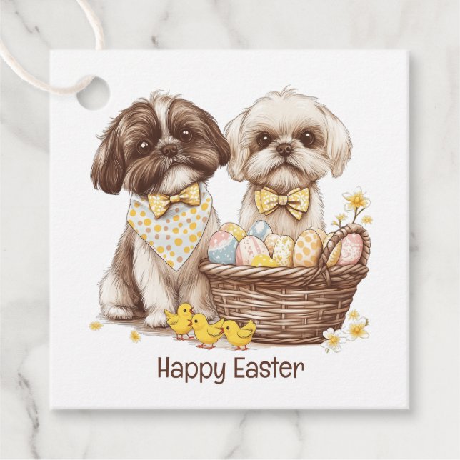 Happy Oaster Shih Tzu Hogs Geschenkanhänger (Vorderseite)