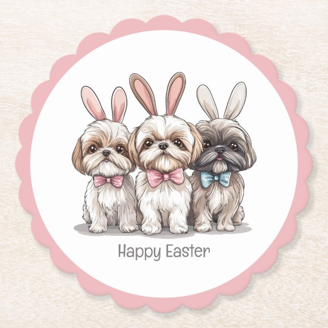 Happy Oaster Shih Tzu Hogs Untersetzer (Vorderseite)