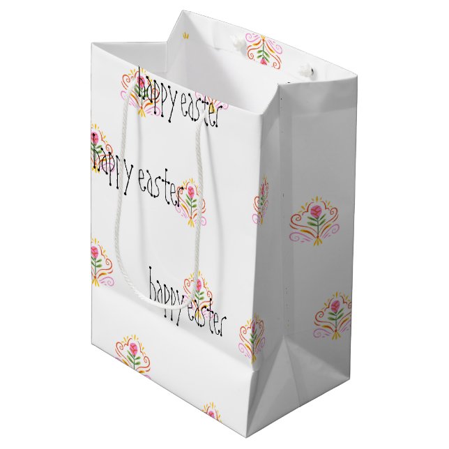 Happy Oaster simple  Mittlere Geschenktüte (Vorderseite Schrägansicht)