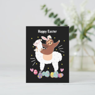 Happy Oaster Sloth und Lama Postkarte