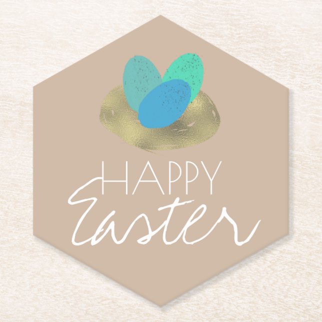 Happy Oaster Speckled Egg Osternest Party Untersetzer (Vorderseite)