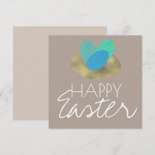 Happy Oaster Speckled Oaster Egg Gold Nest Karte
