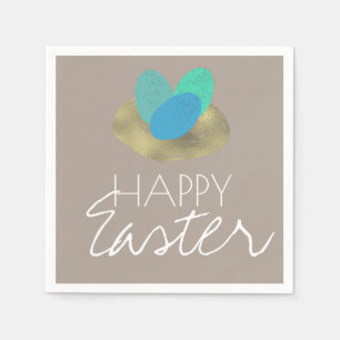 Happy Oaster Speckled Oaster Egg Gold Nest Serviette