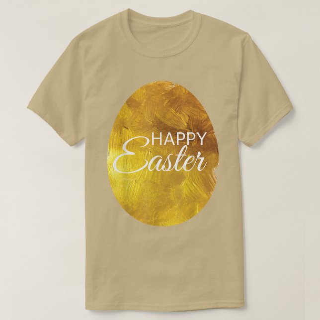 Happy Oaster Spring Holiday Gold Eggs T-Shirt (Design vorne)