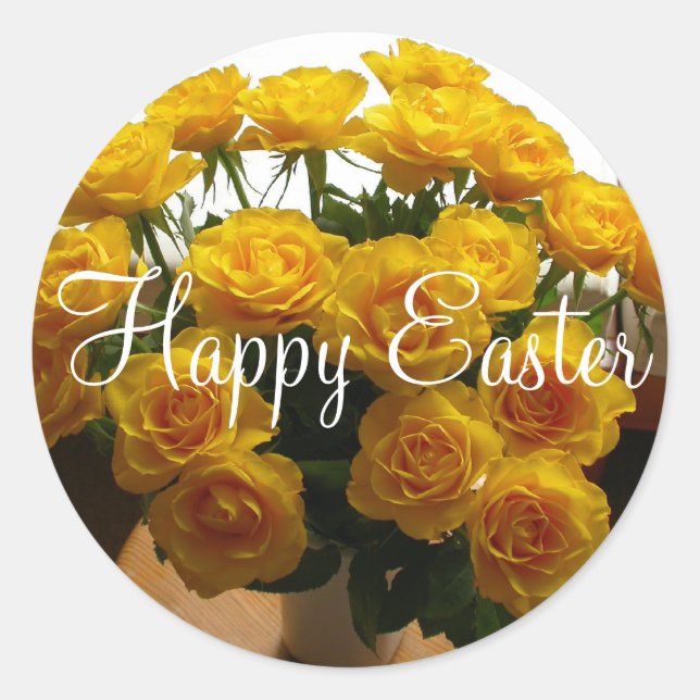 Happy Oaster Sticker Gelbe Rose (Vorderseite)