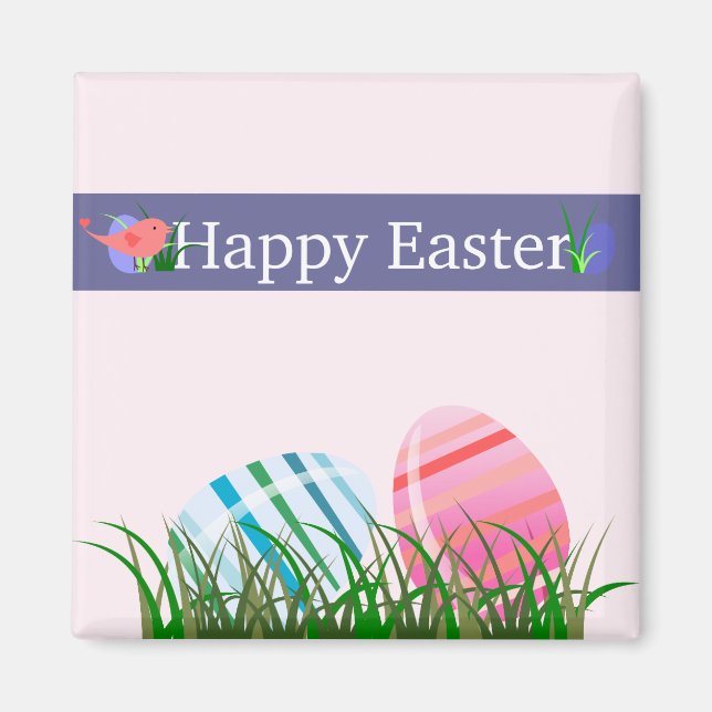 Happy Oaster Striped Oaster Eggs Magnet (Vorne)
