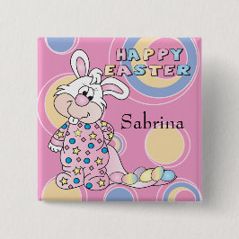 Happy Oaster Sweet Bunny Girl Button