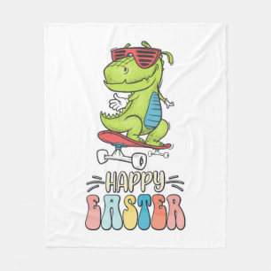 Happy Oaster T Rex Dinosaur Bunny Rabbit Eggs Fleecedecke