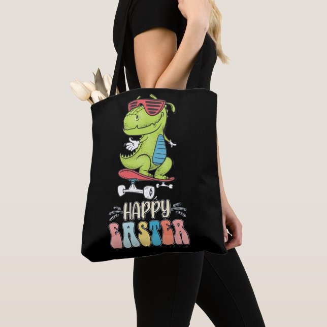 Happy Oaster T Rex Dinosaur Bunny Rabbit Eggs Tasche (Von Nahem)