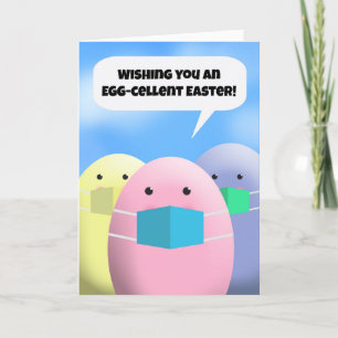 Happy Oaster Talking Eggs in Coronavirus Masken Feiertagskarte